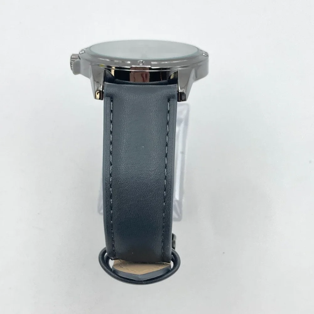 Geoffrey Beene Men's Watch 43mm Black Diamond Gray Band New Battery 10